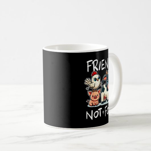 Friends Not Food Funny Vegan Vegetarian Cute Anima Kaffeetasse (VorderseiteRechts)