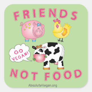Friends Not Food - Vegan! Aufkleber 3-in x 3-in