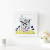 Friends of Clementine | Folk Art Squirrel Quadratische Wanduhr (Zuhause)