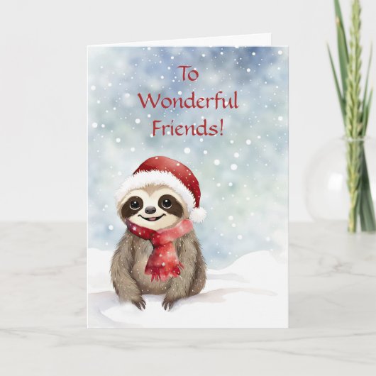 Friends or Friend Happy Holidays Christmas Sloth Karte (Vorderseite)
