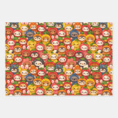 Friends Parade | Cute Animal Wrapping Paper Sheets Geschenkpapier Set (Vorderseite 3)
