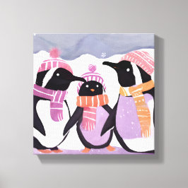 Friends Penguin | Winterfarbe Leinwanddruck