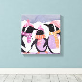 Friends Penguin | Winterfarbe Leinwanddruck (Insitu (Holzboden))