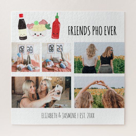 Friends Pho Ever Kawaii Photo Collage Custom Puzzle (Vertikal)