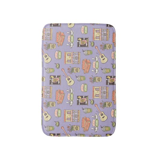 FRIENDS™ | Purple Icon Pattern Badematte (Vorderseite Vertikal)