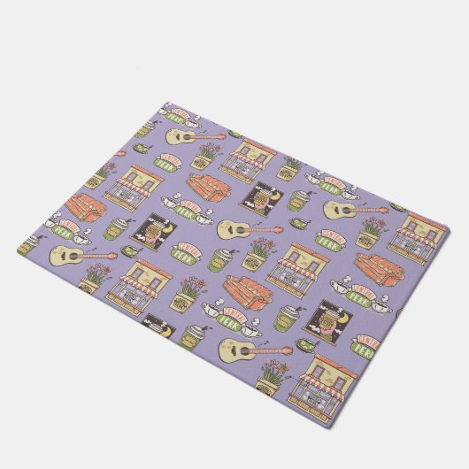 FRIENDS™ | Purple Icon Pattern Fußmatte (Schrägansicht)