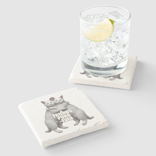 Friends Purr-Ever Steinuntersetzer (Seitenansicht)