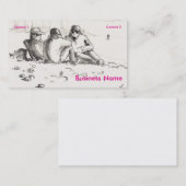 Friends sat on beach drawing visitenkarte (Vorne/Hinten)