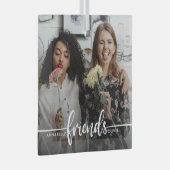 Friends Script Modernes Foto Ornament Aus Glas (Vorderseite Rechts)
