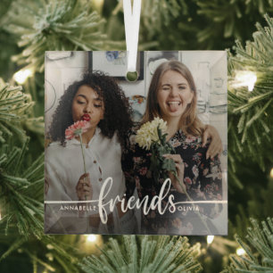 Friends Script Modernes Foto Ornament Aus Glas