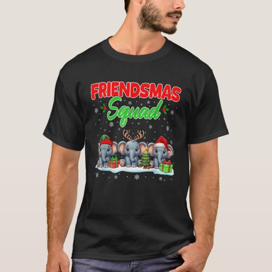 Friends Squad Christmas Three Santa Reindeer Elf E T-Shirt (Vorderseite)