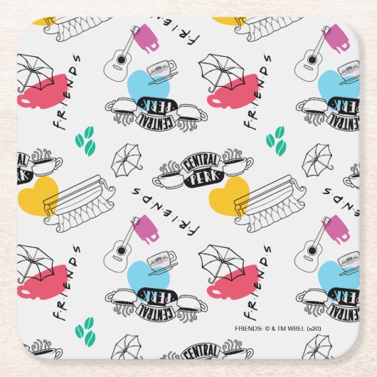 FRIENDS™ | Symbol Muster Rechteckiger Pappuntersetzer (Vorderseite)