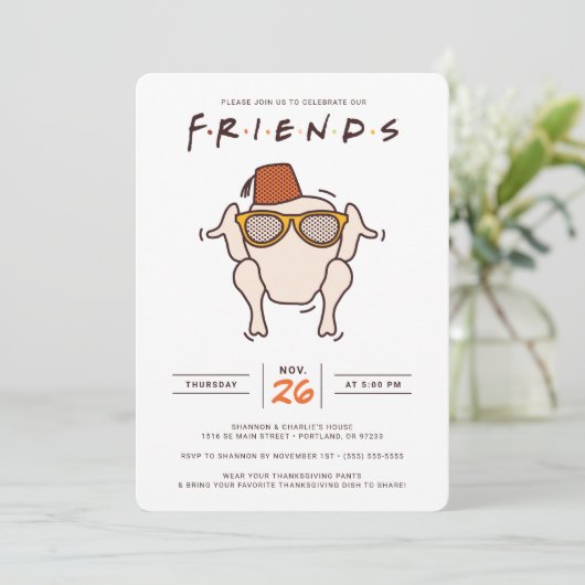 FRIENDS T.V. Serie | Friendsgiving Party Invitati Einladung (Stehend Vorderseite)