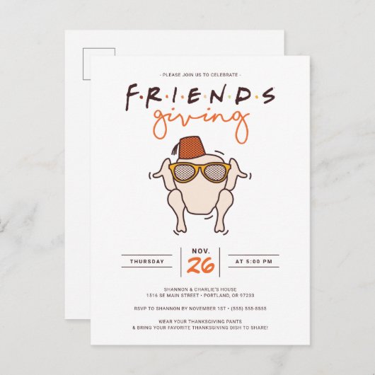 Friends T.V. Series Friendsgiving Party Invitation Postkarte (Vorne/Hinten)