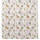 FRIENDS™ Tan Cartoon Muster Duschvorhang (Vorderseite)