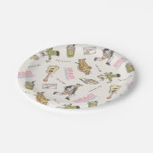 FRIENDS™ Tan Cartoon Muster Pappteller (Schrägansicht)