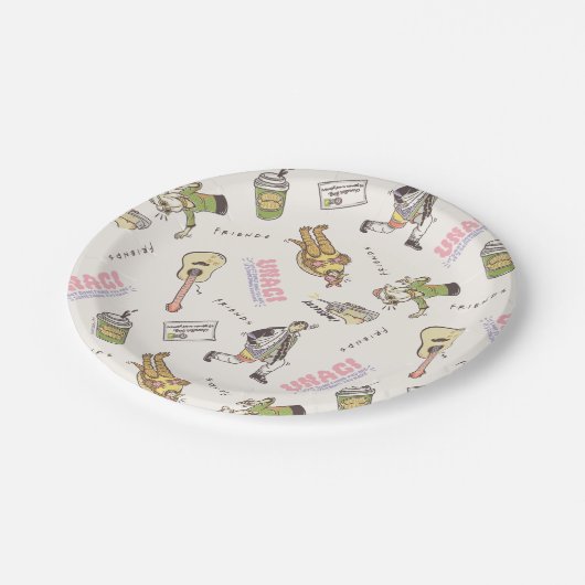 FRIENDS™ Tan Cartoon Muster Pappteller (Schrägansicht)