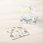 FRIENDS™ Tan Cartoon Muster Rechteckiger Pappuntersetzer (Vor Ort)