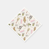 FRIENDS™ Tan Cartoon Muster Serviette (Ecke)