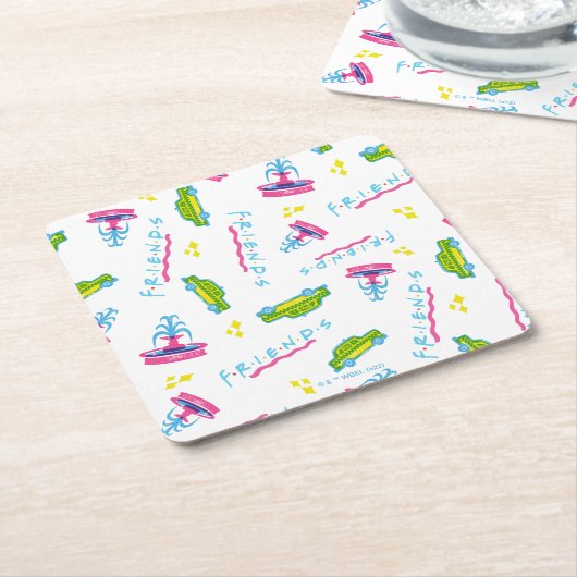 FRIENDS™ Taxis und Wasserfontänen Rechteckiger Pappuntersetzer (angewinkelt)