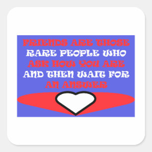 Friends themed colors red blue white design keyc quadratischer aufkleber