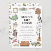 FRIENDS™ Watercolor Icons Kinderdusche Einladung (Vorne/Hinten)