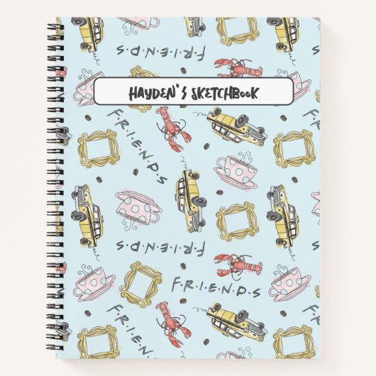 FRIENDS™ Watercolor Icons Muster Gezeichnet Notizblock (Vorderseite)