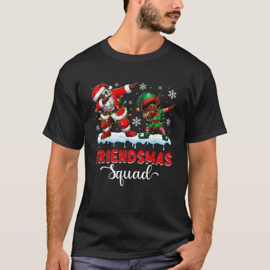 Friends Xmas Squad Dabbing Cute Elf Afro Santa Pro T-Shirt (Vorderseite)