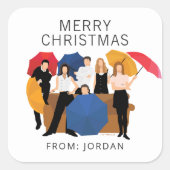 FRIENDS™-Zeichen-Silhouette | Weihnachtsgeschenkma Quadratischer Aufkleber (Vorderseite)