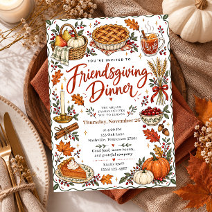 Friendsgiving-Abendessen Party Versammlung Cozy Ha Einladung