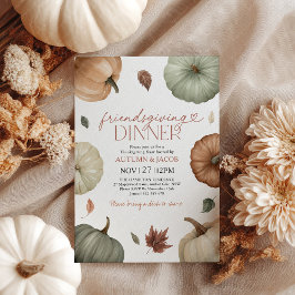 Friendsgiving-Abendessen Thanksgiving-Kürbis Herbs Einladung