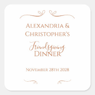 Friendsgiving-Abendparty Chic Minimal Quadratischer Aufkleber