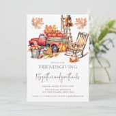 Friendsgiving Autumn Watercolor Truck Einladung (Stehend Vorderseite)