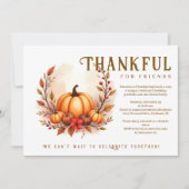 Friendsgiving Botanical Autumn Wreath Pumpkins Einladung (Vorderseite)