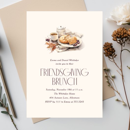 Friendsgiving Brunch Watercolor Einladung