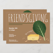 Friendsgiving Cornbret Collard Green Beans Einladung (Vorne/Hinten)