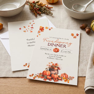 Friendsgiving Dankbar Gesegnet Kürbis Einladung