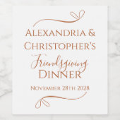 Friendsgiving Dinner Chic Minimal Party  Weinetikett (Einzelnes Label)
