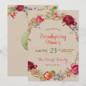 Friendsgiving Dinner Fall Apples Cinnamon Rose Einladung (Vorne/Hinten)