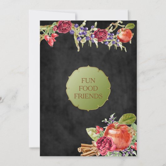 Friendsgiving Dinner Fall Apples Cinnamon Rose Einladung (Rückseite)