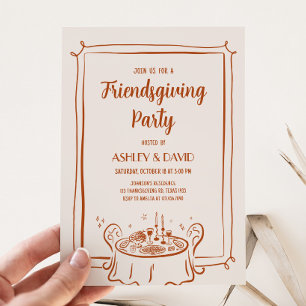 Friendsgiving Dinner Fall Erntedank Party Einladung