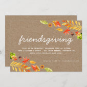 Friendsgiving Dinner Herbst Leaves Erntedank Einladung (Vorne/Hinten)