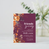 Friendsgiving dinner invitation autumnal floral postkarte (Stehend Vorderseite)