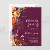 Friendsgiving dinner invitation autumnal floral postkarte (Vorne/Hinten)