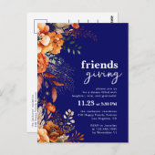 Friendsgiving dinner invitation autumnal floral postkarte (Vorne/Hinten)