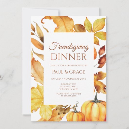 Friendsgiving Dinner Invitation Fall Einladung (Vorderseite)