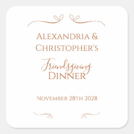 Friendsgiving Dinner Party Chic Minimal  Quadratischer Aufkleber