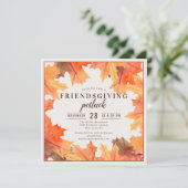 Friendsgiving Dinner Potluck Autumn Leaves Einladung (Stehend Vorderseite)