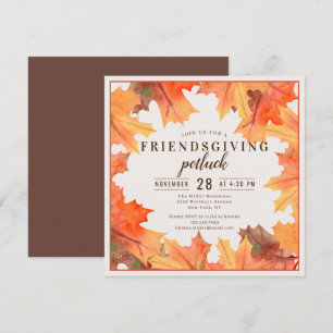 Friendsgiving-Dinner-Potluck Herbstblätter Einladung