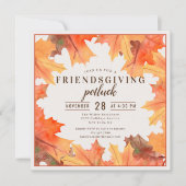 Friendsgiving-Dinner-Potluck Herbstblätter Einladung (Vorderseite)